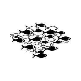 Wallity Fishes - 276 Accesorio de Pared de Metal Negro